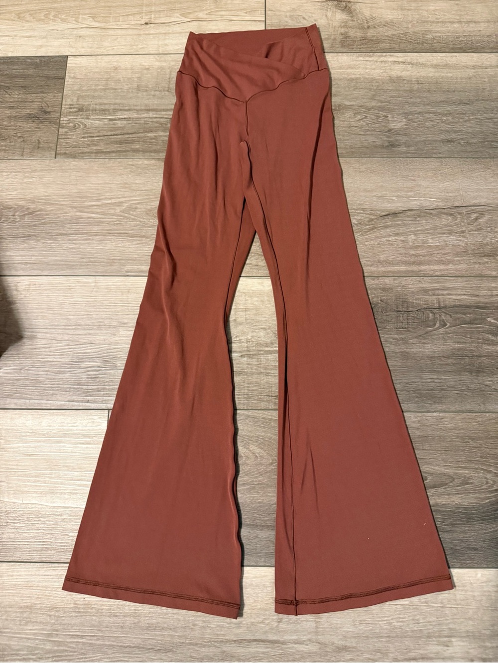 High-Waist Flared Yoga Pants in Rust - Real Me Flare
